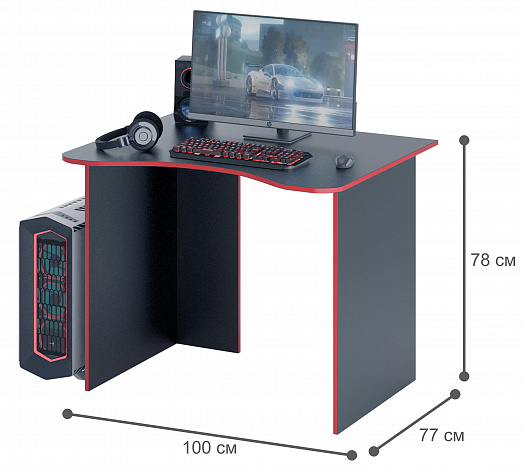 Стол игровой Интерплей-3 - черный / красный