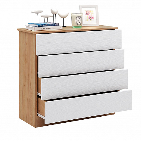 Комод Уно-26 - дуб крафт золотой / белый