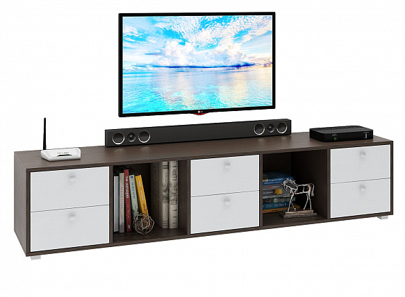 ТВ Тумба Прайм-51-7 подвесная / напольная - венге / белый