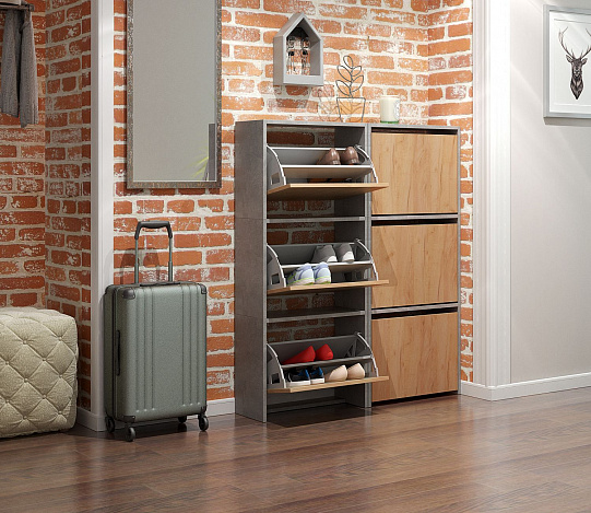 Обувница Витто-23 - бетон / дуб крафт золотой