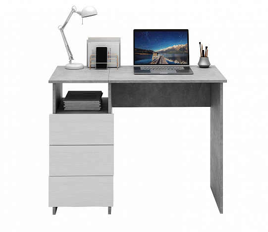 Стол письменный Витто-31 - бетон / белый