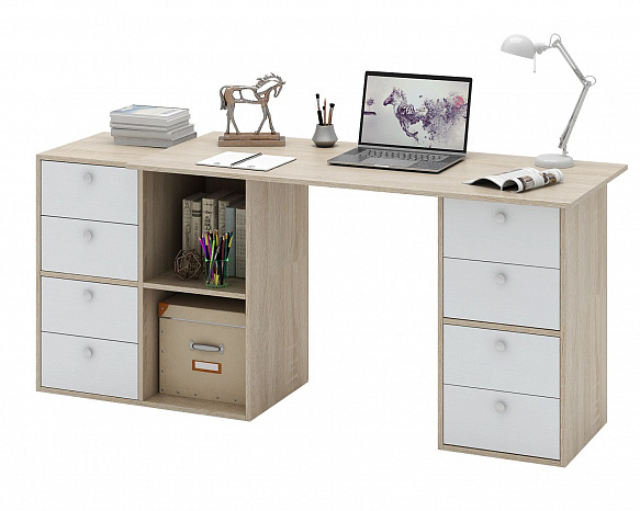 Угловой стол Прайм-76 - дуб сонома / белый