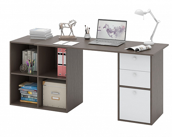 Угловой стол Прайм-80 - венге / белый