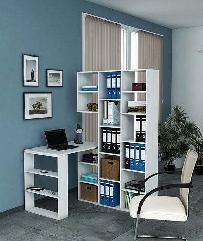 Стеллаж со столом Рикс-15 - белый