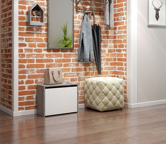 Обувница Уно-58 - бетон / белый