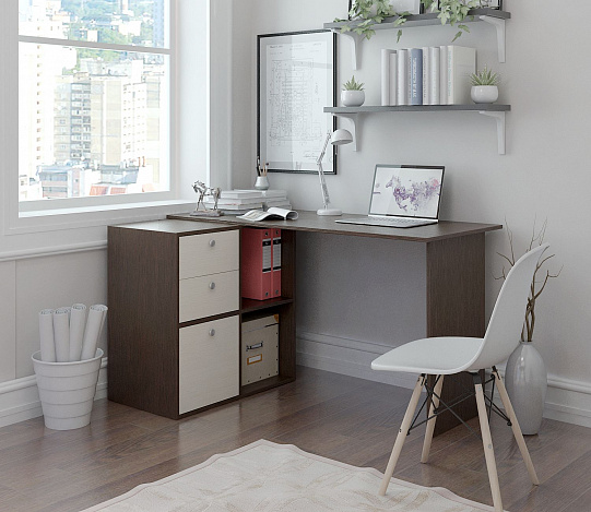 Угловой стол Прайм-69 - венге / дуб молочный