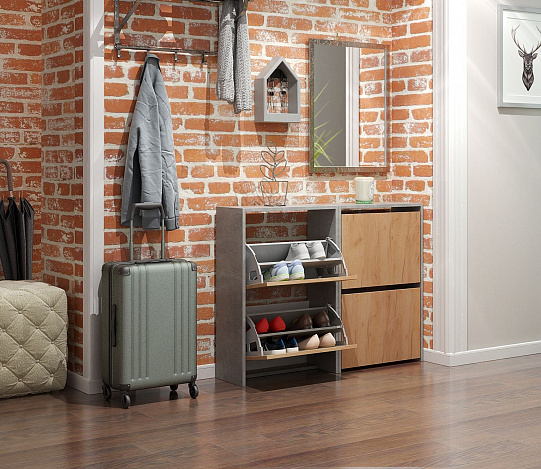 Обувница Витто-19 - бетон / дуб крафт золотой