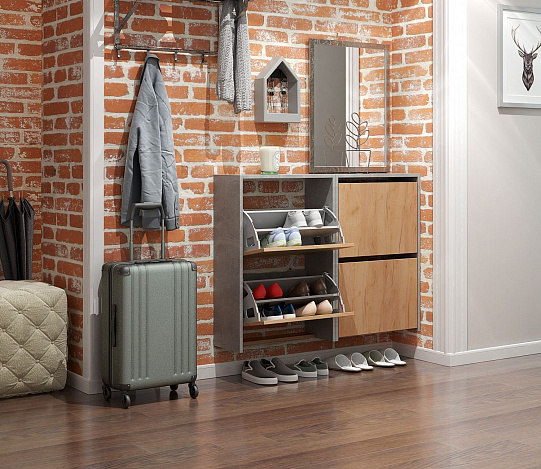 Обувница Витто-19 - бетон / дуб крафт золотой