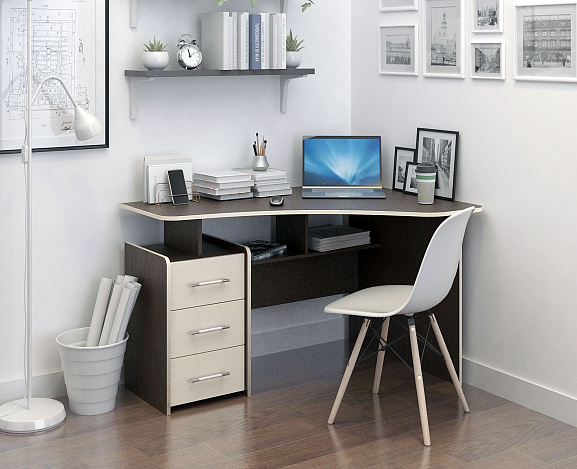 Стол угловой Триан-5 правый - венге / дуб молочный