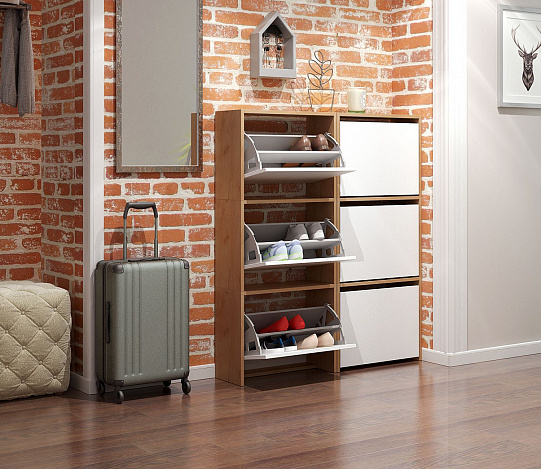 Обувница Витто-23 - дуб крафт золотой / белый