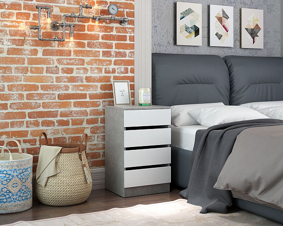 Тумба Триверо-7 - бетон / белый