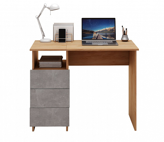 Стол письменный Витто-31 - дуб крафт золотой / бетон