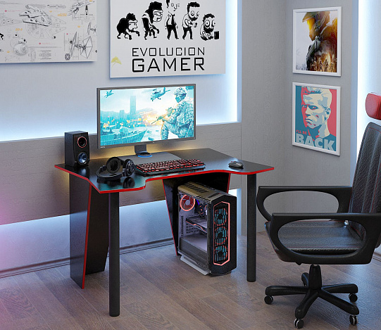 Стол игровой Страйкер-2 - черный / красный