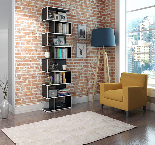 Стеллаж Файн-02 - чёрный / белый