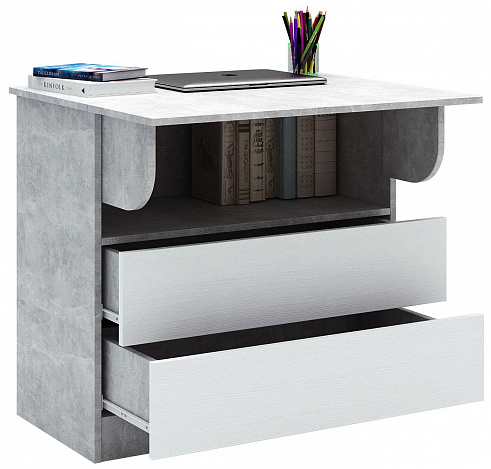 Комод-стол Ренцо-30 - бетон / белый