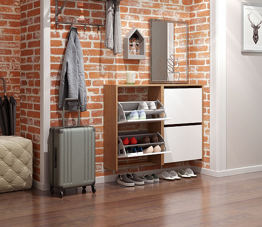 Обувница Витто-19 - дуб крафт золотой / белый