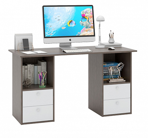 Стол двухтумбовый Прайм-61 - венге / белый