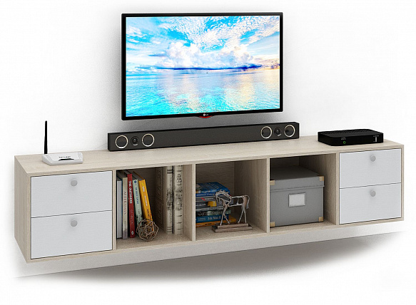 ТВ Тумба Прайм-51-8 подвесная / напольная - дуб сонома / белый