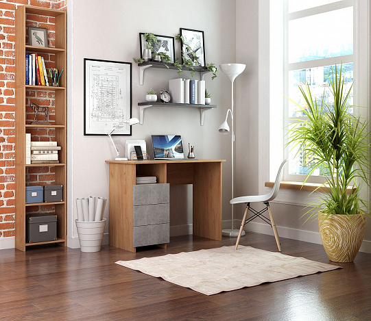 Стол письменный Витто-31 - дуб крафт золотой / бетон