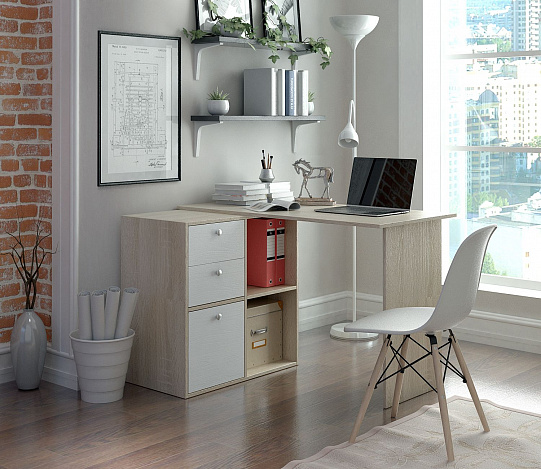 Компьютерный стол Прайм-48 - дуб сонома / белый