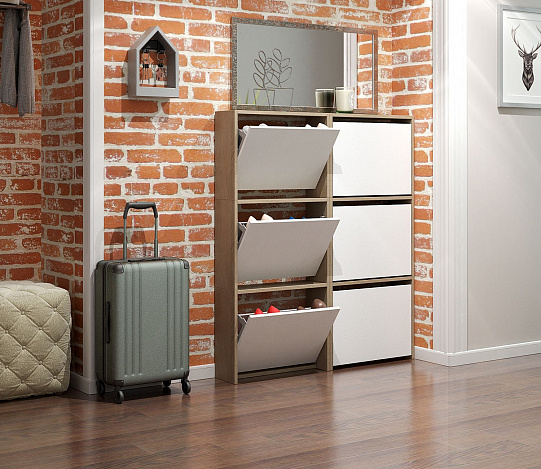 Обувница Уно-58-У узкая - дуб сонома / белый