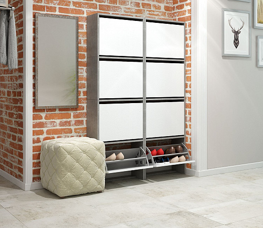 Обувница Уно-58 - бетон / белый