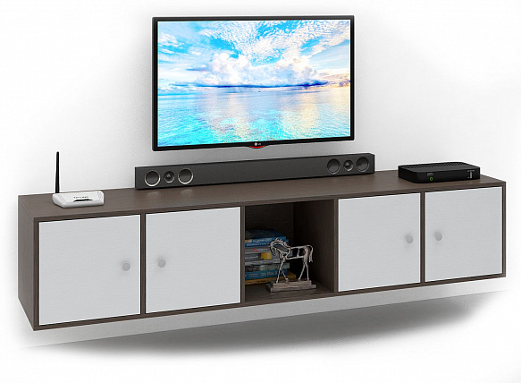 ТВ Тумба Прайм-51-1 подвесная / напольная - венге / белый