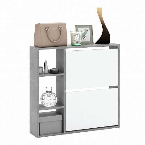 Обувница Витто-44 - бетон / белый