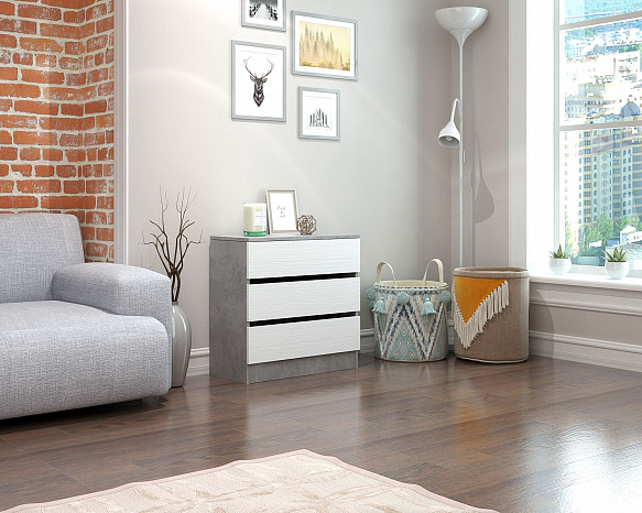 Комод Триверо-20 - бетон / белый