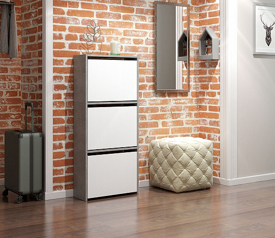 Обувница Витто-23 - бетон / белый