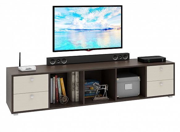 ТВ Тумба Прайм-51-8 подвесная / напольная - венге / дуб молочный