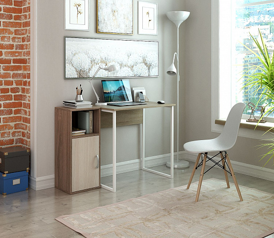 Тумба-Полка Уно-140 - ясень шимо темный / ясень шимо светлый