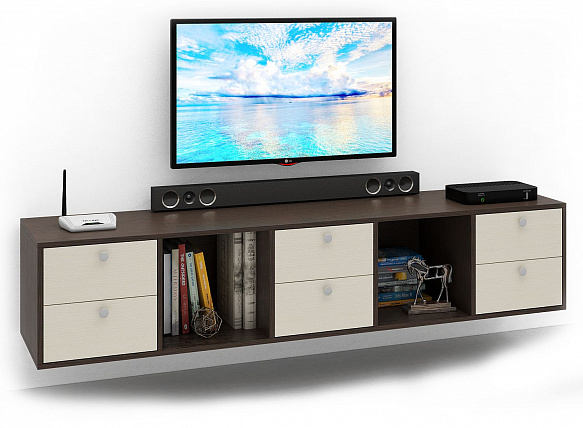 ТВ Тумба Прайм-51-7 подвесная / напольная - венге / дуб молочный