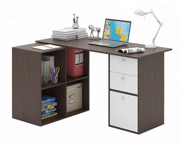 Угловой стол Прайм-80 - венге / белый