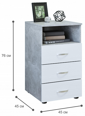 Тумба Альба-4 - бетон / белый