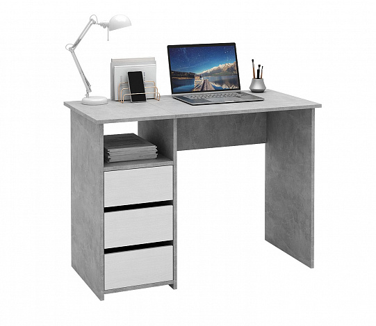 Стол письменный Витто-30 - бетон / белый