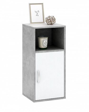 Тумба-Полка Уно-140 - бетон / белый