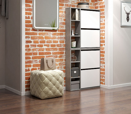 Обувница Витто-44 - бетон / белый