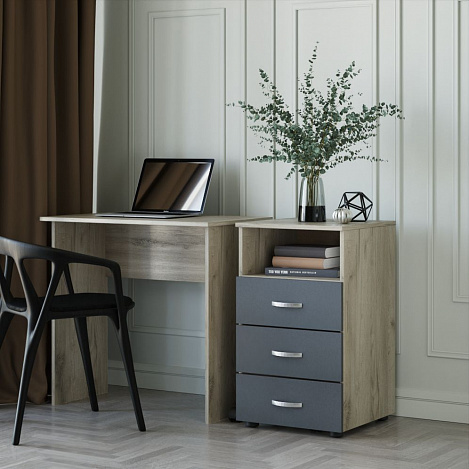 Тумба Альба-4 - дуб крафт / серый