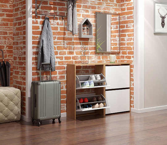 Обувница Витто-19 - дуб крафт золотой / белый