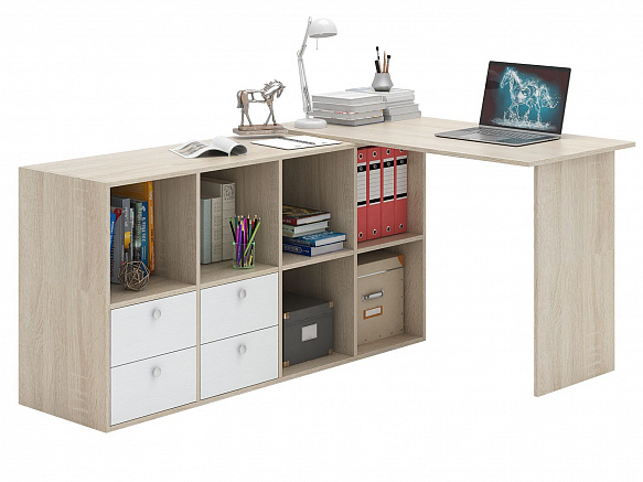 Угловой стол Прайм-52 - дуб сонома / белый