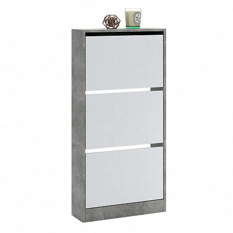 Обувница Уно-54У узкая  - бетон / белый