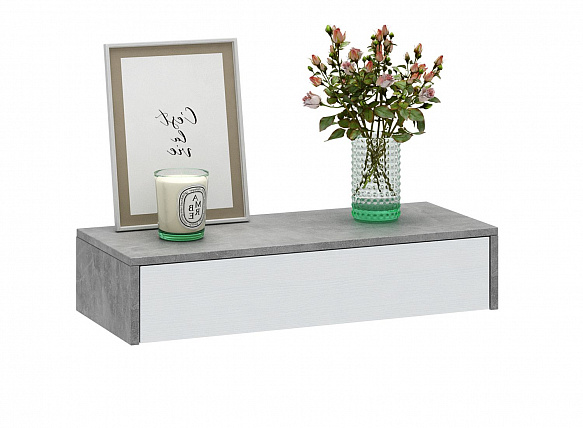 Тумба подвесная Уно-47 - бетон / белый