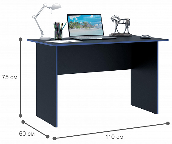 Стол письменный Милан-5 - черный / синий