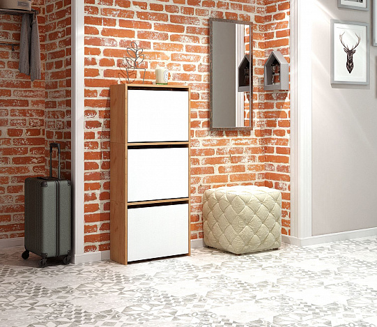 Обувница Витто-23 - дуб крафт золотой / белый