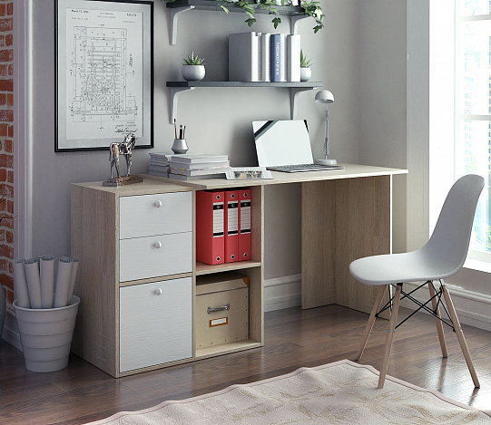 Компьютерный стол Прайм-48 - дуб сонома / белый