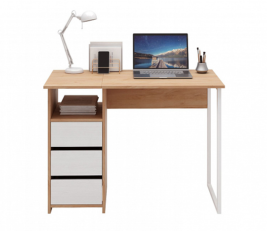 Стол письменный Витто-35 - дуб крафт золотой / белый