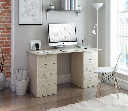 Стол двухтумбовый Прайм-60 - дуб сонома