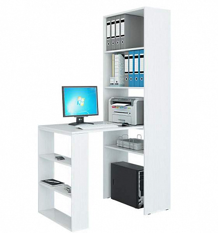 Стеллаж со столом Рикс-45 - белый