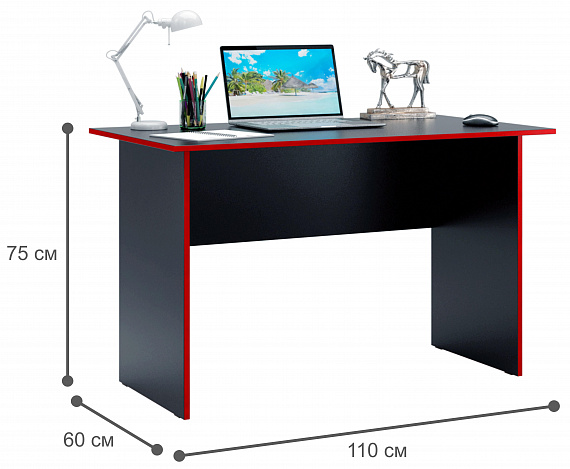 Стол письменный Милан-5 - черный / красный